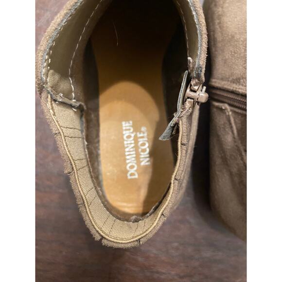 Dominique Nicole Taupe Suede Kathy Ankle Boots Sz 10 Wide Zip Side Western Style - Picture 8 of 8